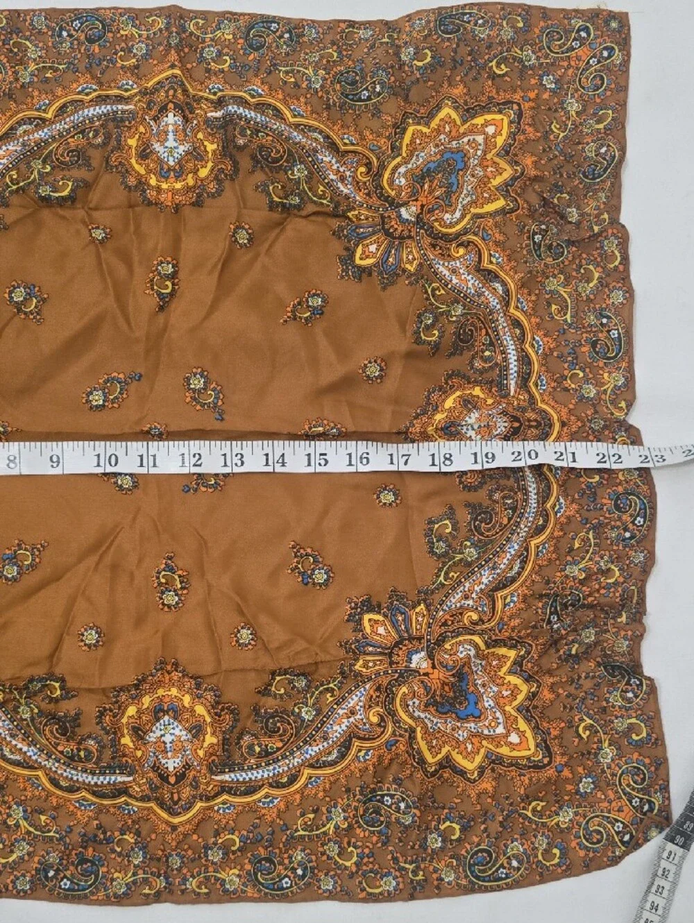 Burmel. Vintage Silk Ornate Paisley Curtain Panel in Warm Brown